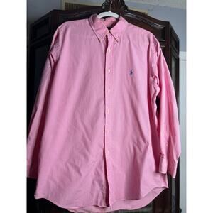 Ralph Lauren 16 32/33 Men's Dress shirt red white plaid blue polo logo